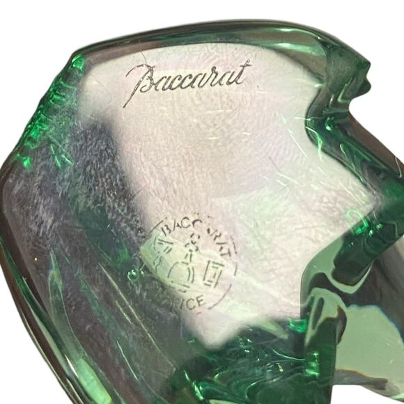 BACCARAT FROG Solid Green Paperweight Glass Crystal Figure - Picture 7 of 7